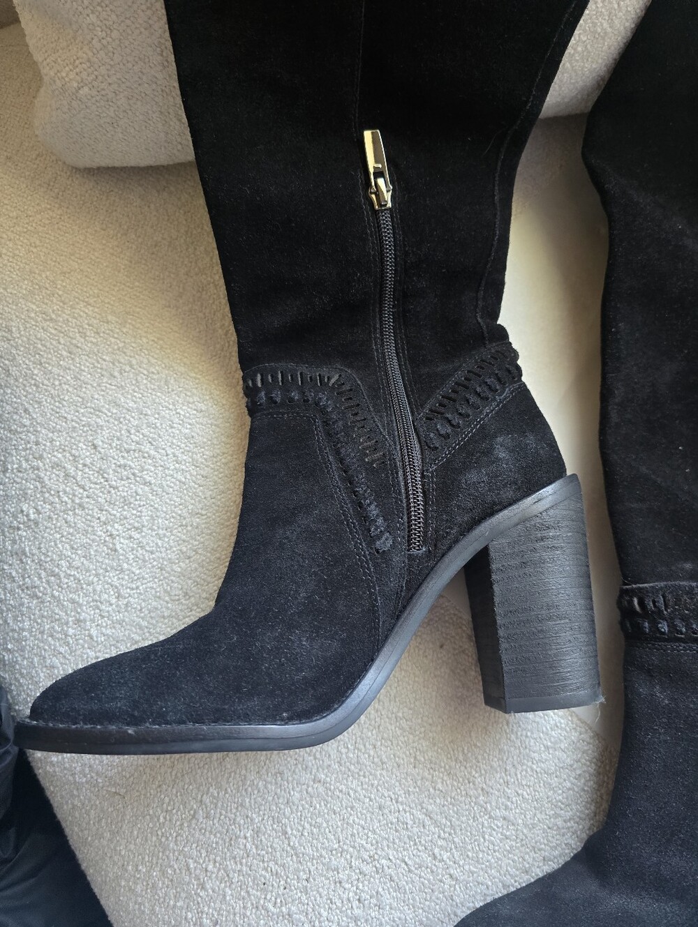Vince Camuto, Madolee Suede Leather Over the Knee Boots, Black, Size 7 - Picture 5 of 8